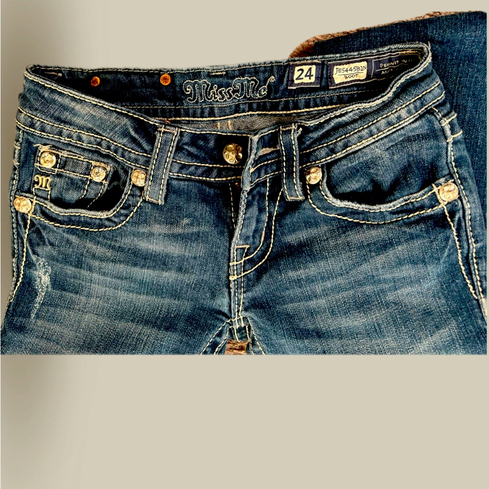 Miss Me Blue mid Rise Jeans with Distressed Details